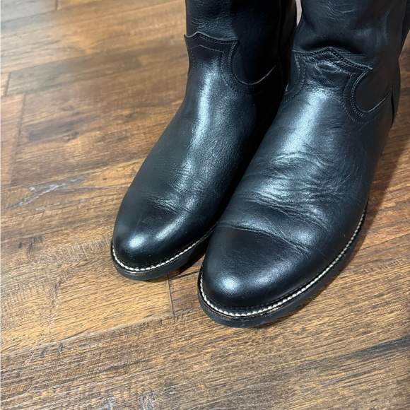 Cowtown Roper Boots Black Leather with Rubber Sole 10 1/2 D - Picture 3 of 13